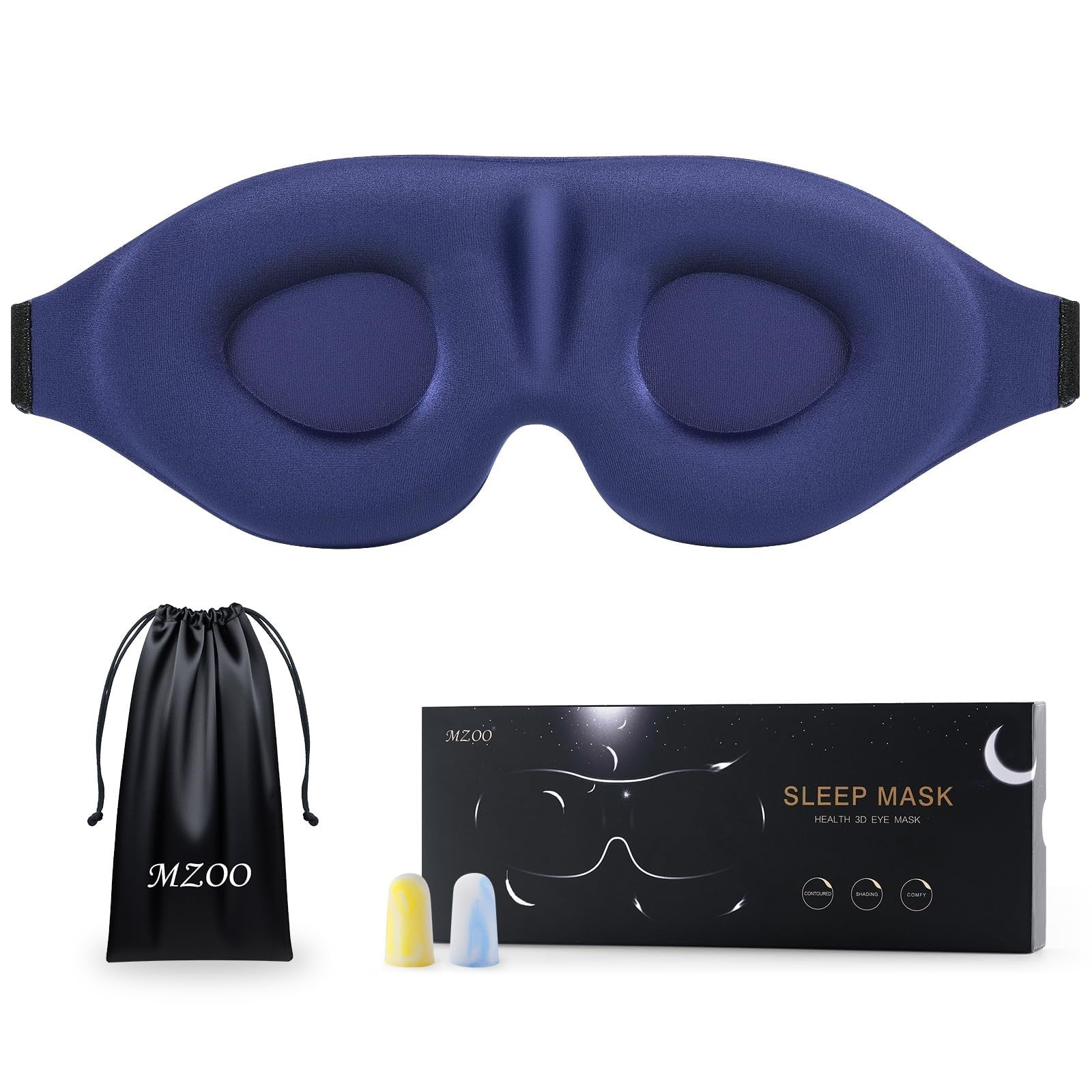 Luxury 3D Contoured Sleep Mask - Light Blocking, Zero Eye Pressure, Adjustable,1
