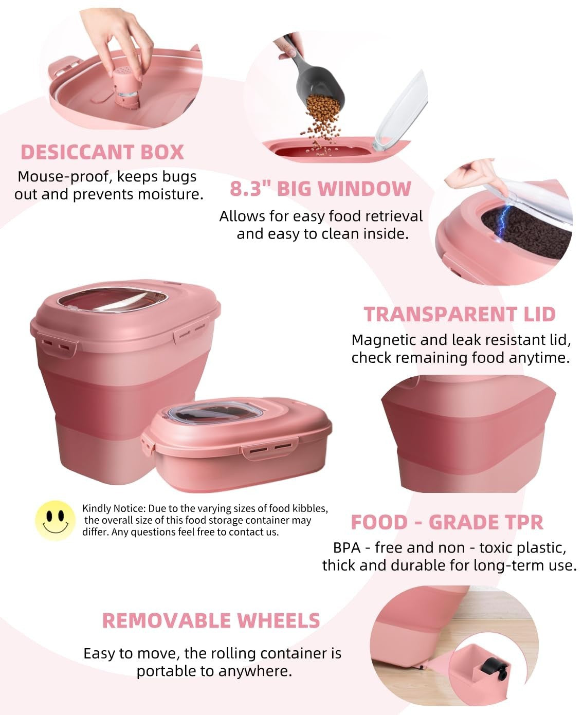 Airtight 30-35Lbs Dog Food Storage Container - Collapsible & Durable Pet Food Bi6