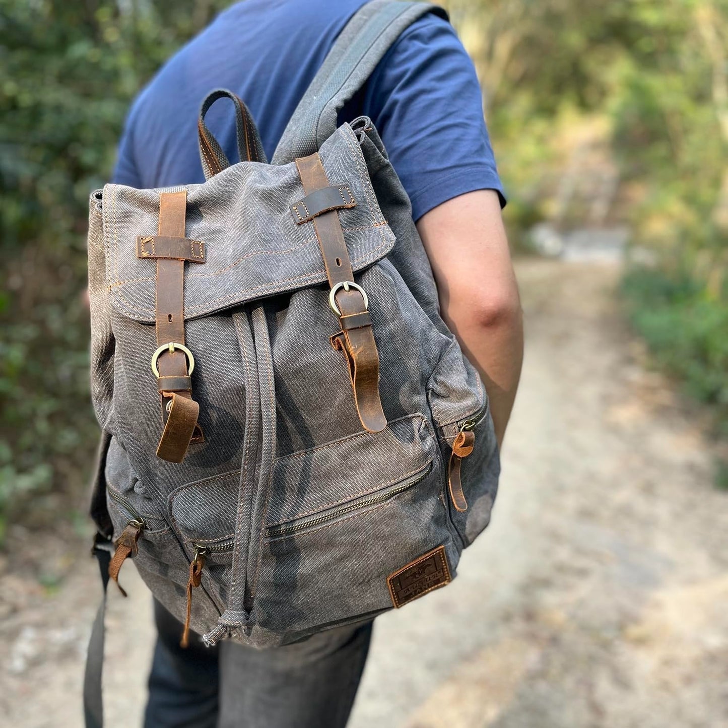 High Capacity Vintage Canvas Backpack for School, College, Hiking & Travel   Fit2
