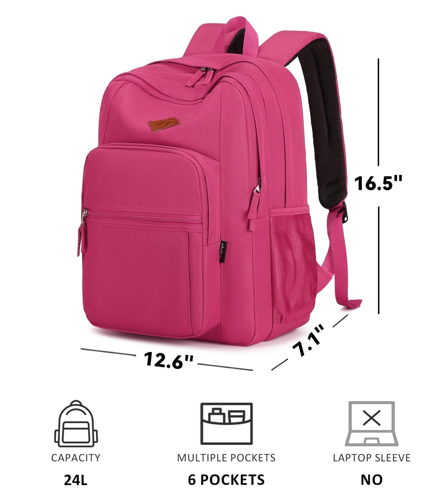 Solid Color Water Resistant Backpack for Girls & Women   School & College Bag (R6