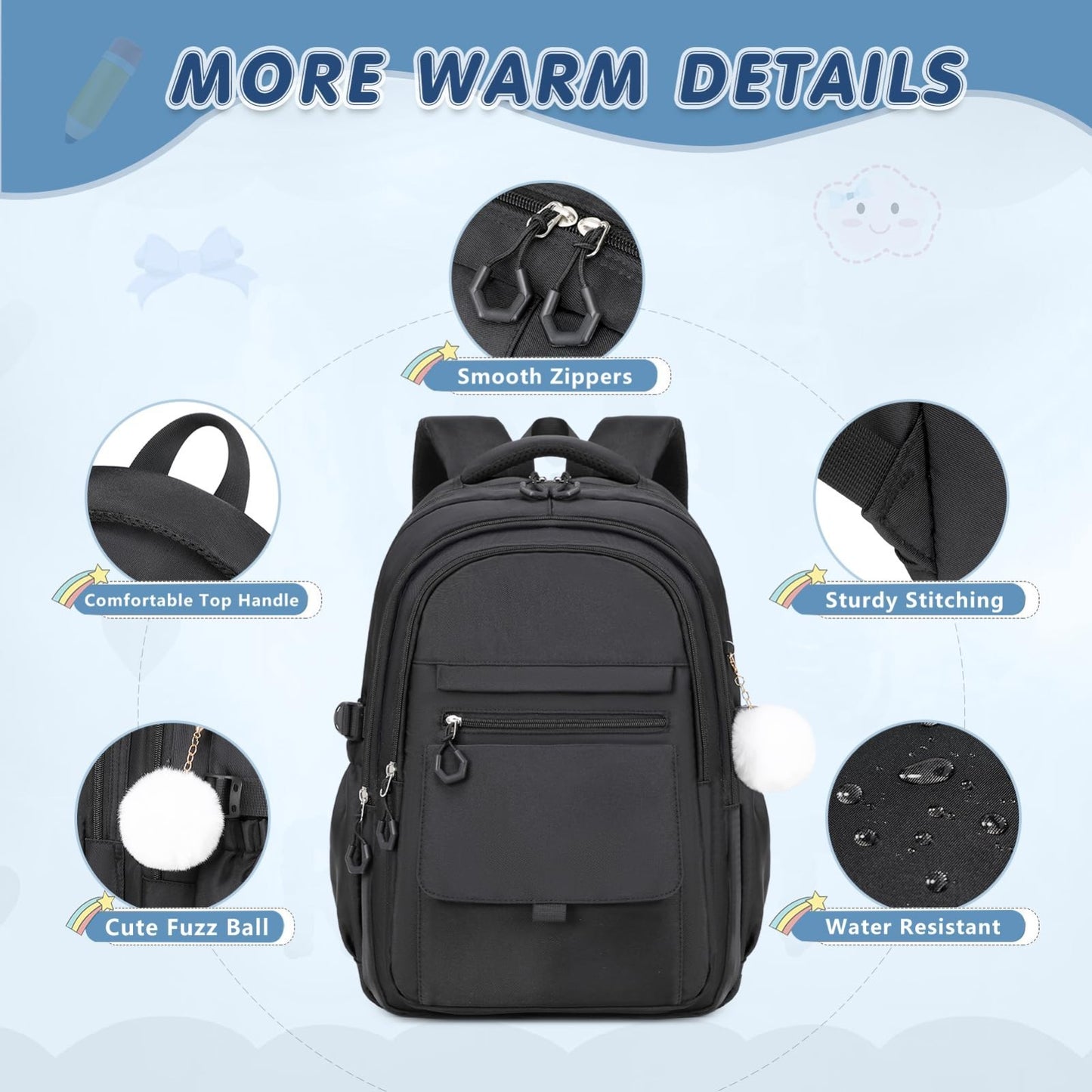 Girls Backpack Set with Lunch Box & Pencil Case   Stylish School Bag for Kids3