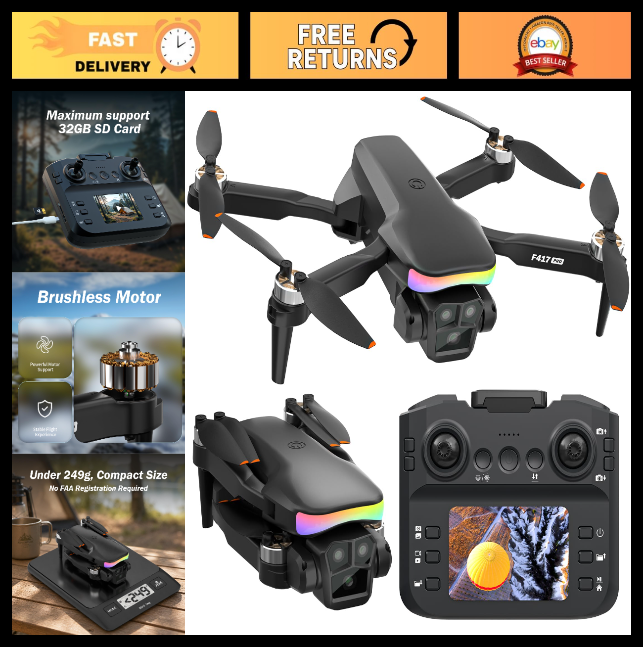 1080P Mini Drone with Camera for Kids & Adults, LED Lights, Dual Lens, Beginner0