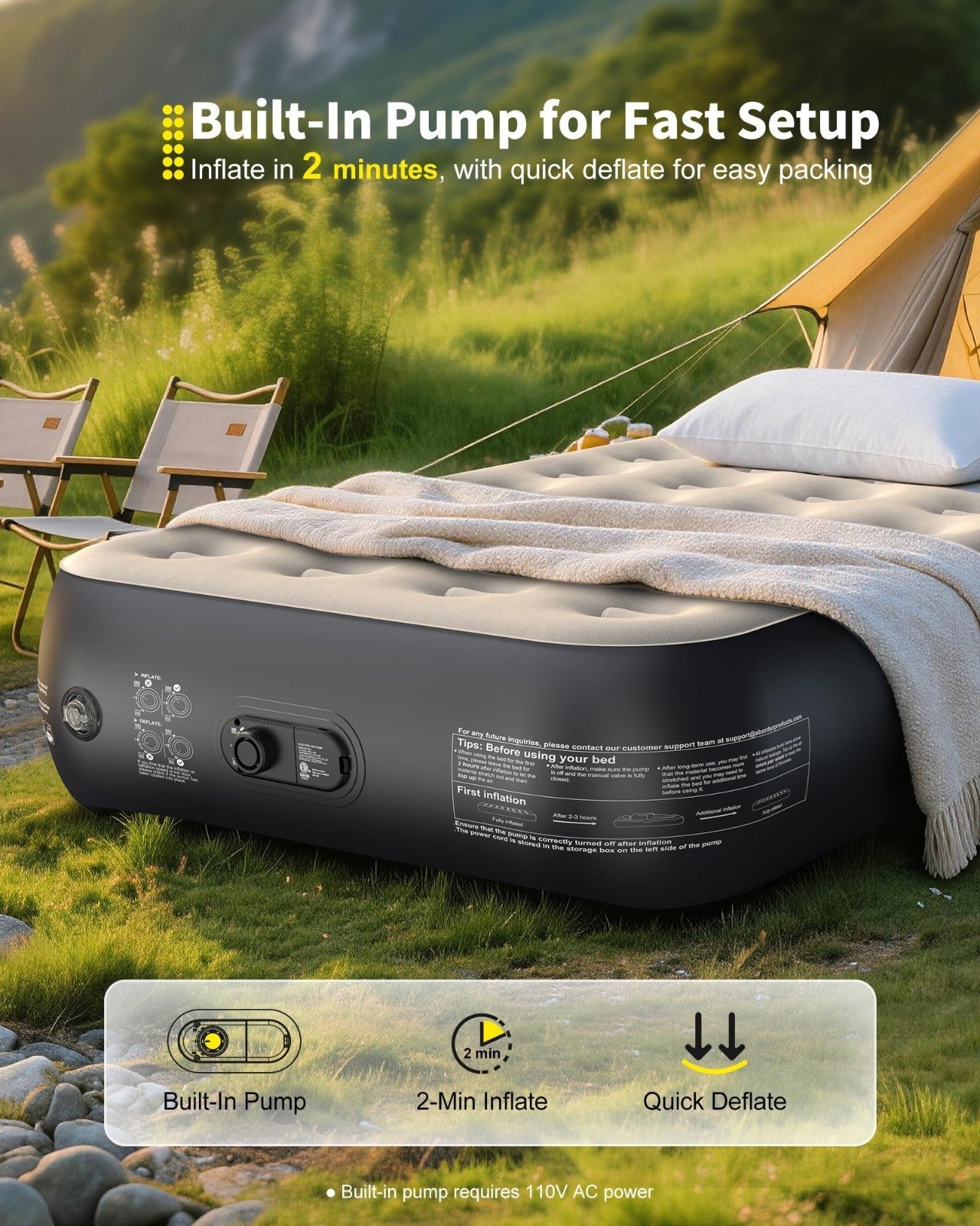 13" Raised Twin Air Mattress with Built in Pump, Inflatable Bed for Home & Campi5