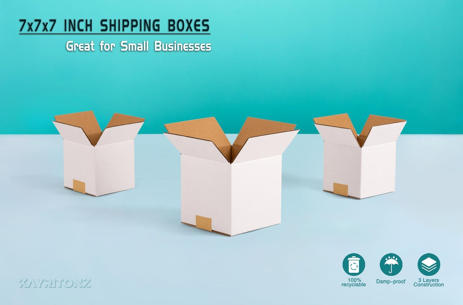 25 Pack Small 7x7x7 Inch White Shipping Boxes | Corrugated Cardboard for Crafts,8