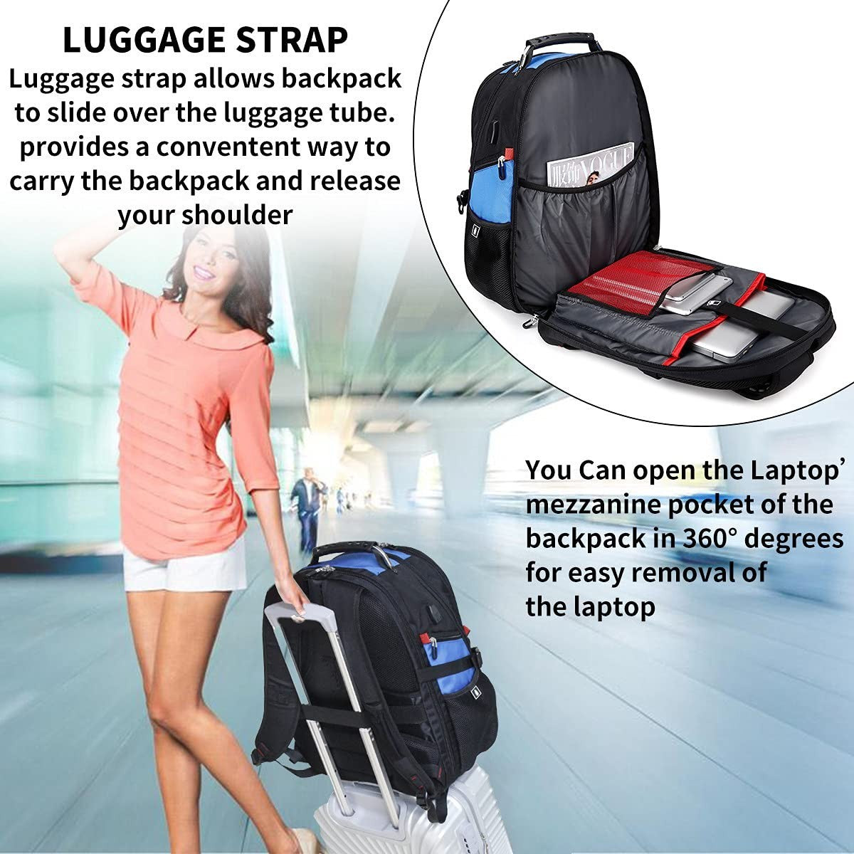 Large Travel Laptop Backpack for Women   Stylish Work & College Bag, Durable & S3