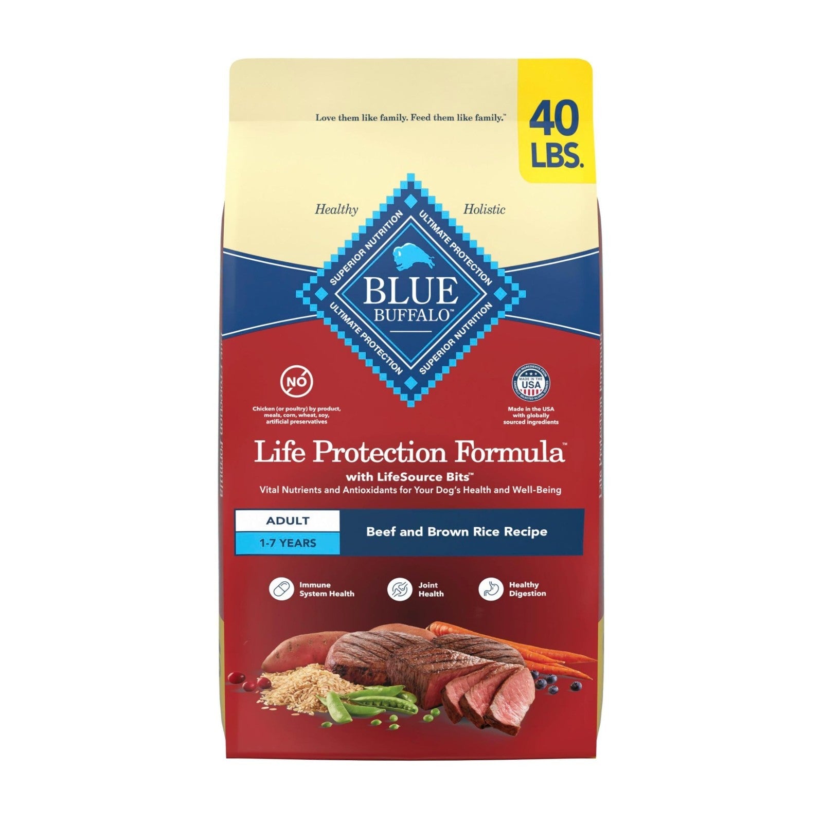 Premium Beef Adult Dry Dog Food, 40 lb   Life Protection Formula, Nutrient Rich1