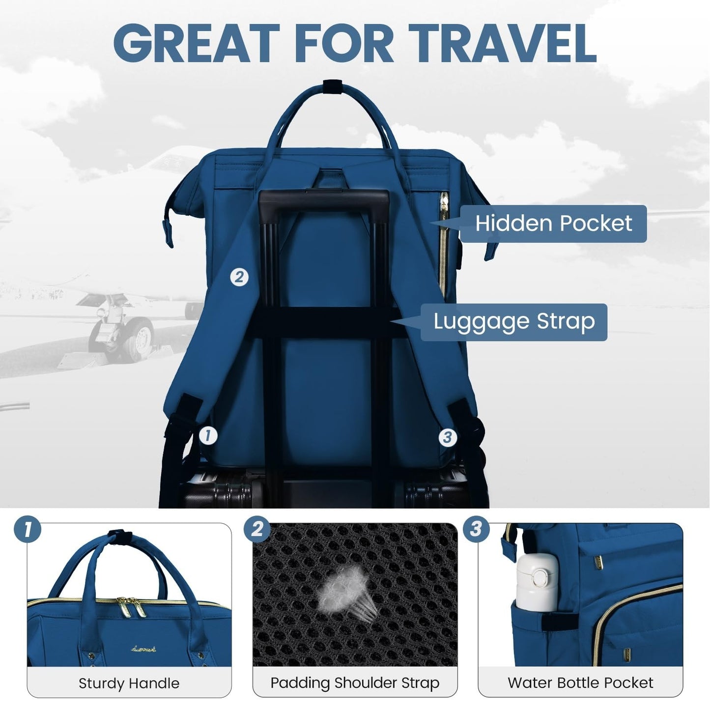 Stylish 17" Laptop Backpack for Women   Waterproof Travel Bag with USB Port, Per5