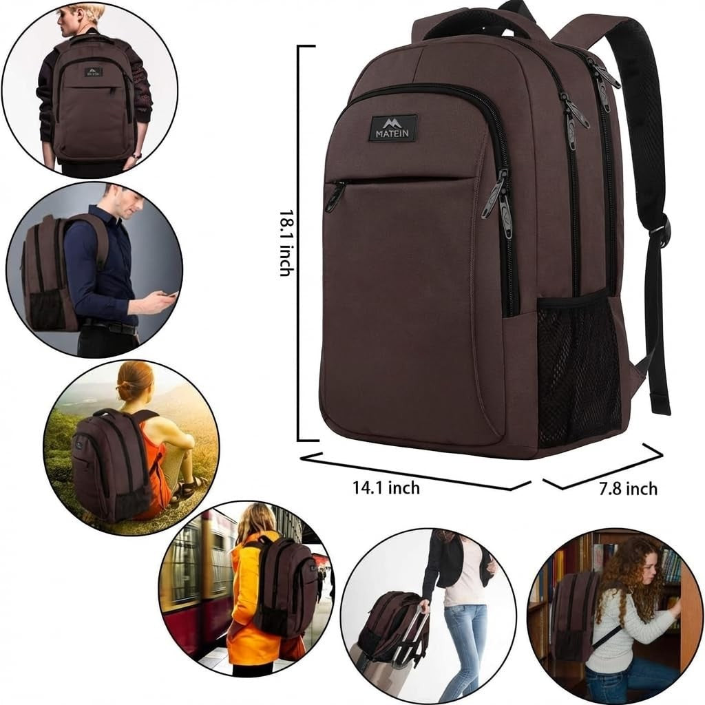 Water Resistant 32L Laptop Backpack for 15.6 Inch   Work & School Bag, Brown5