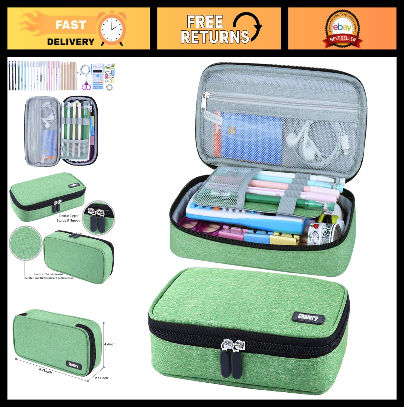 Large Capacity Pencil Case   Versatile Storage Pouch for Pens, Markers & Makeup0