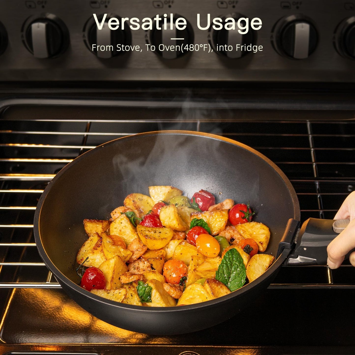 21 Piece Non Stick Ceramic Cookware Set, Detachable Handle, Oven Safe, Induction5