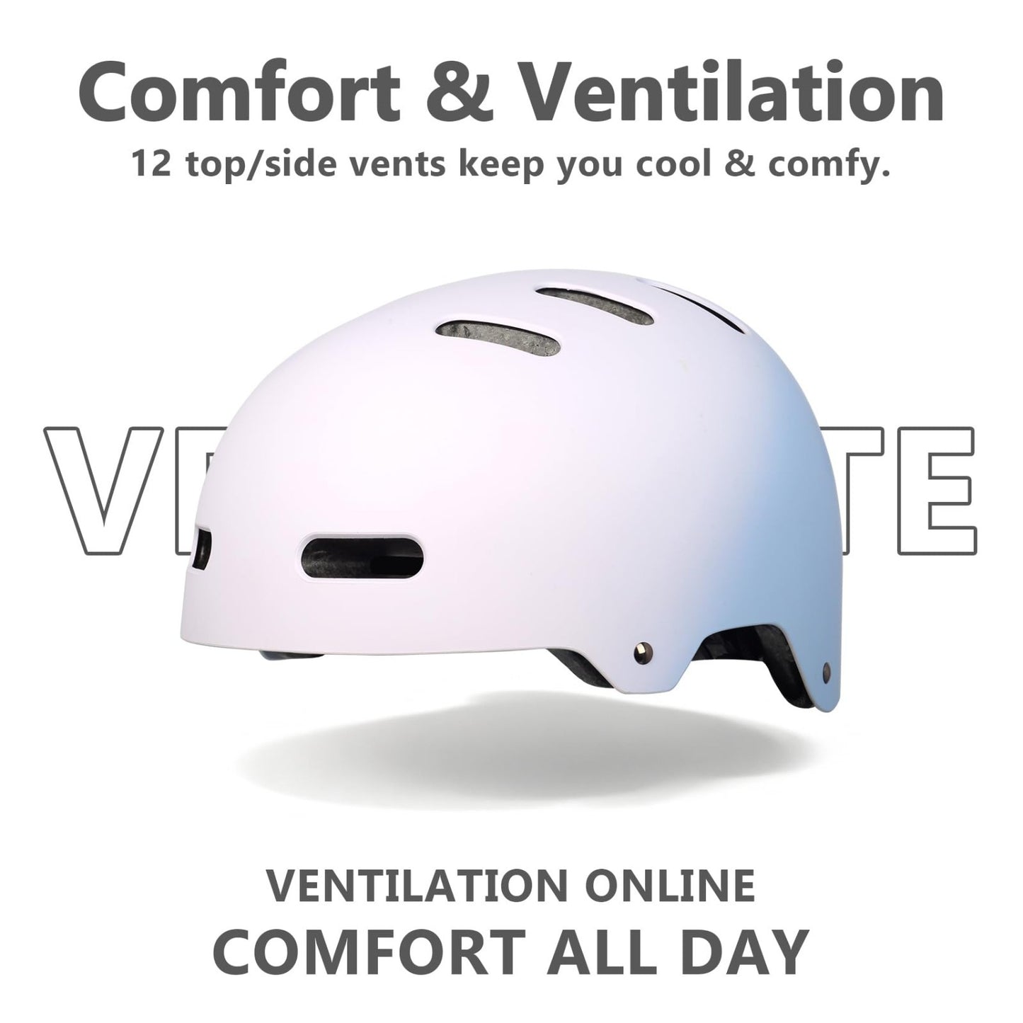Multi-Sport Helmet for Skateboard, Bike, Scooter - Adjustable, Lightweight, Vent6