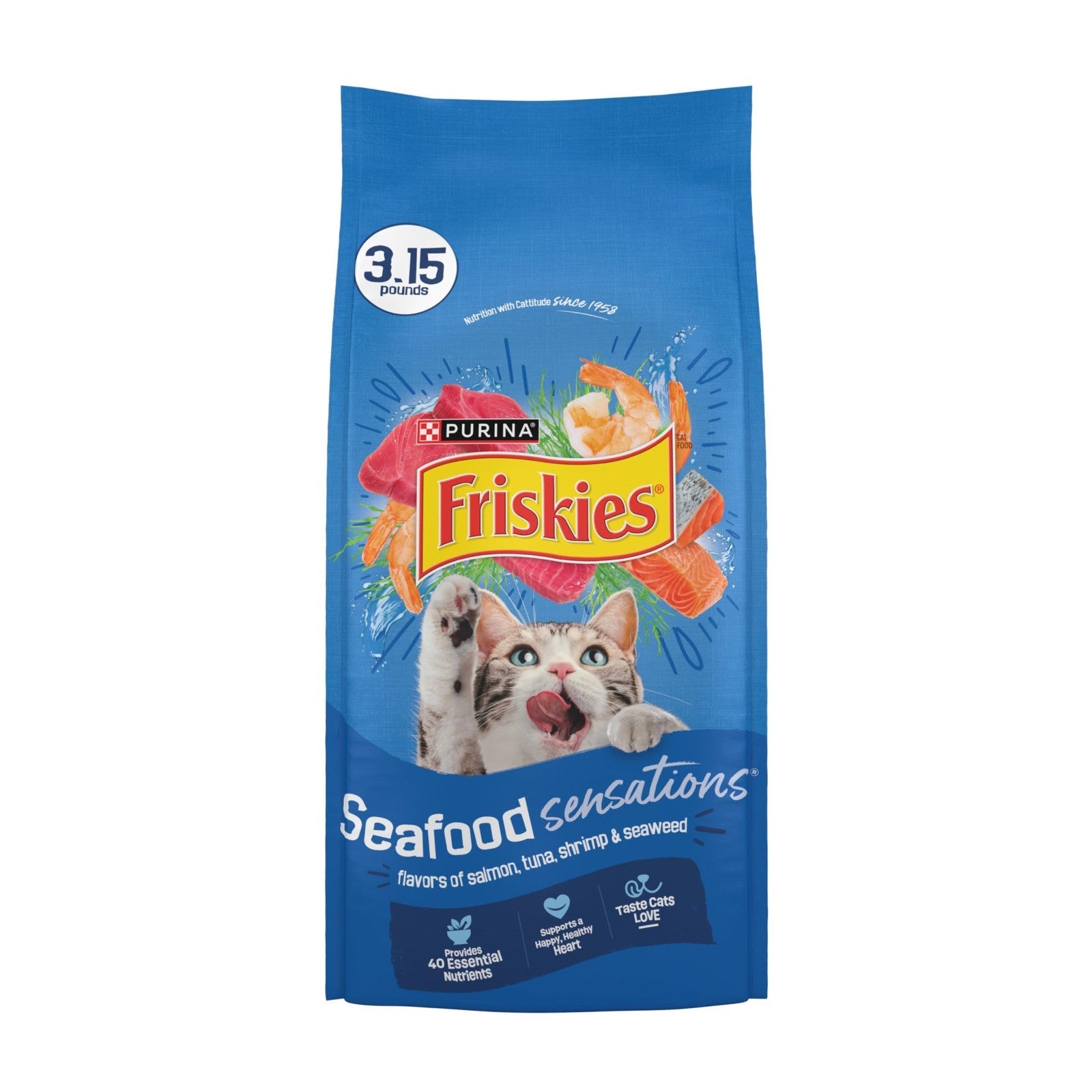 Seafood Sensations Dry Cat Food   Salmon, Tuna & Shrimp Flavors   4 Pack (3.15 l1