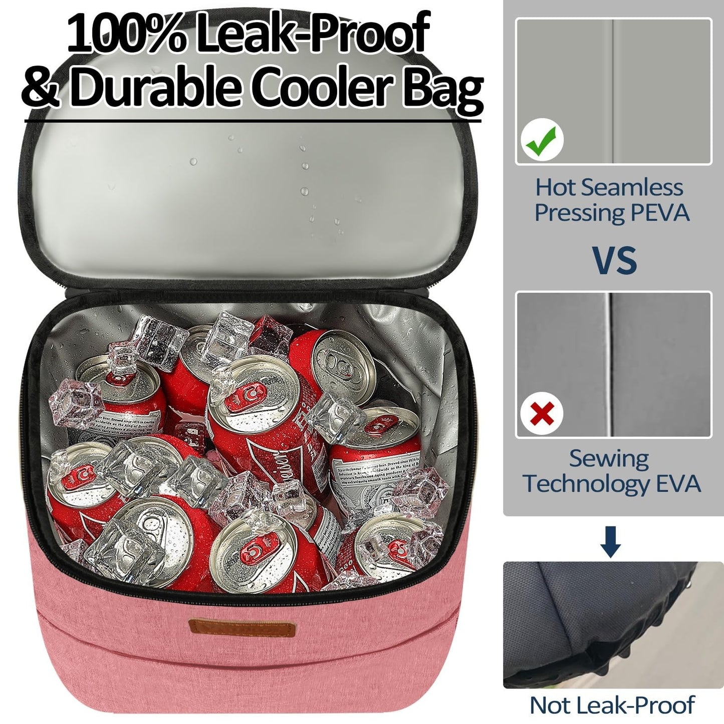 Insulated Camping Cooler Backpack - Holds 30-45 Cans, Waterproof, Leak-Proof, Th2