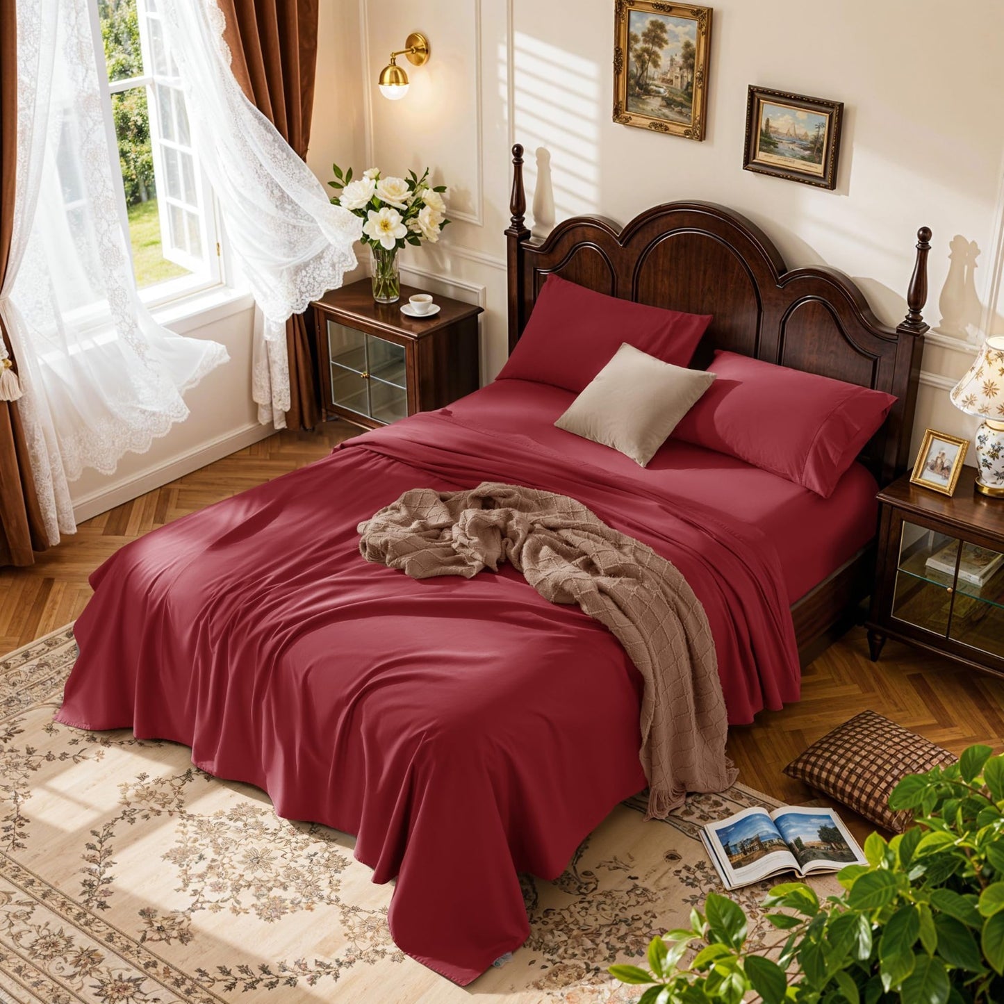 1000 Thread Count Egyptian Cotton King Size Sheet Set, 4 Piece, Deep Pocket, Sof0