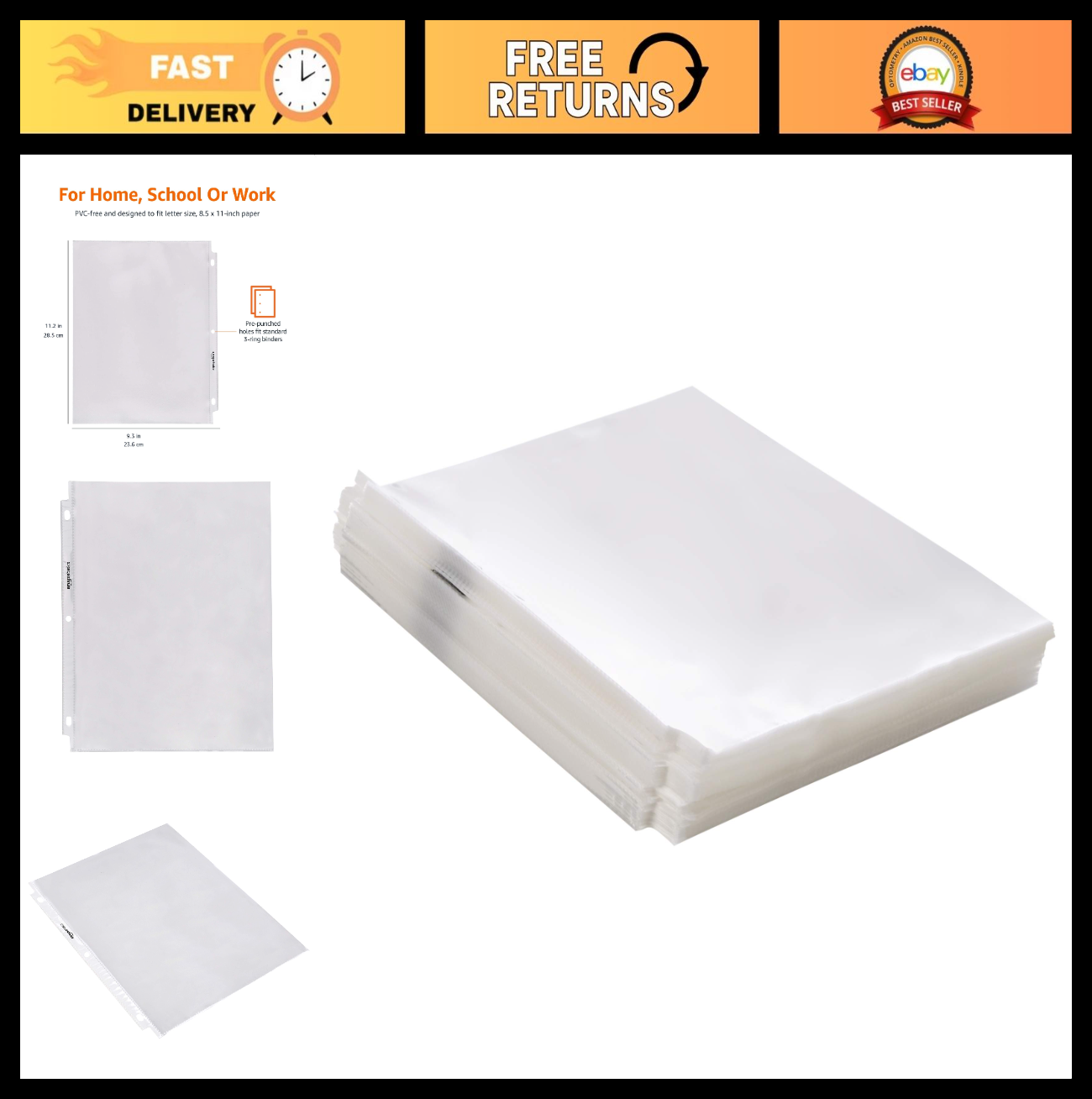 Heavyweight Sheet Protectors for 3 Ring Binder, Top Loading, Letter Size, 200 Pa0