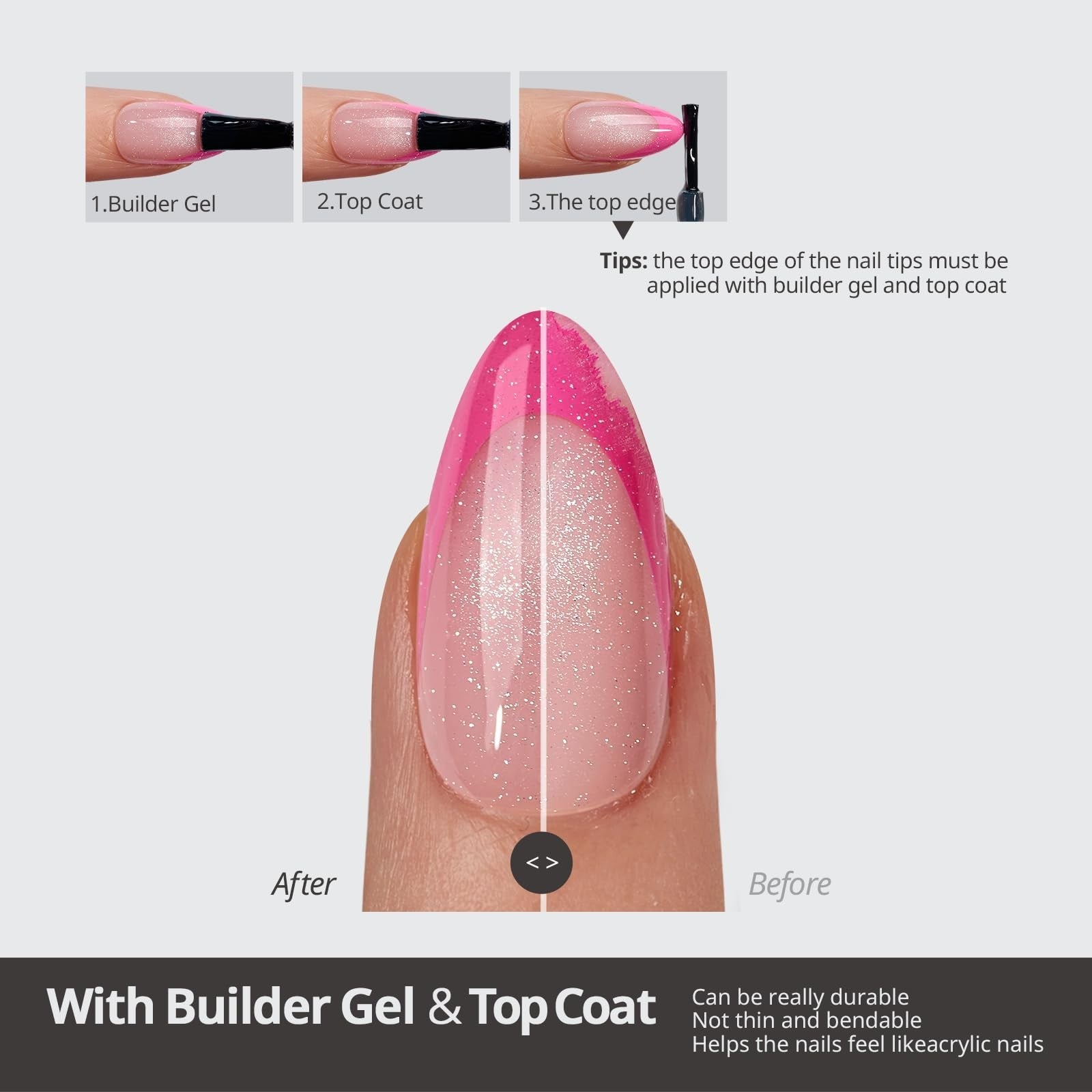 Pastel French Tip Press On Nails - Stiletto Cat Eye Design, Size L, Easy Apply3