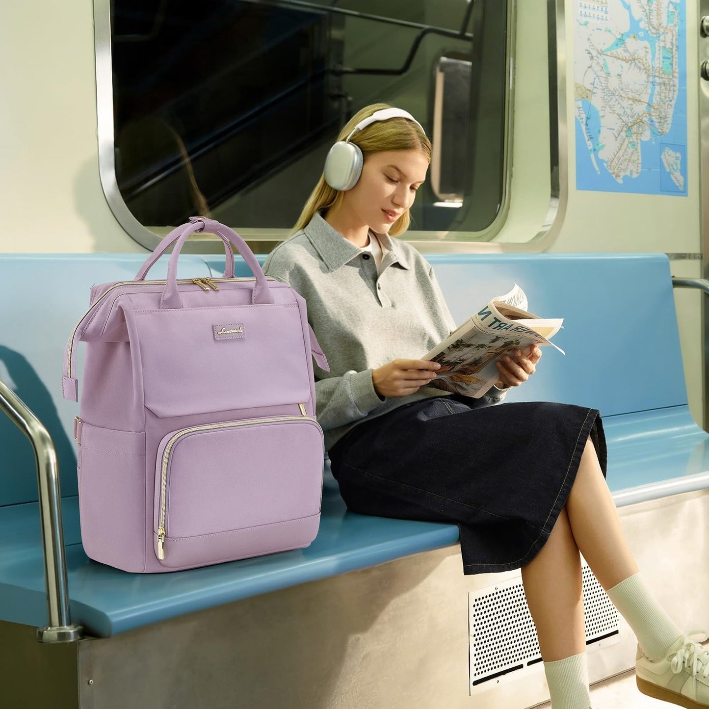 Stylish Laptop Backpack for Women   Travel, Work, Nurse, Teacher, Tumbler Holder2
