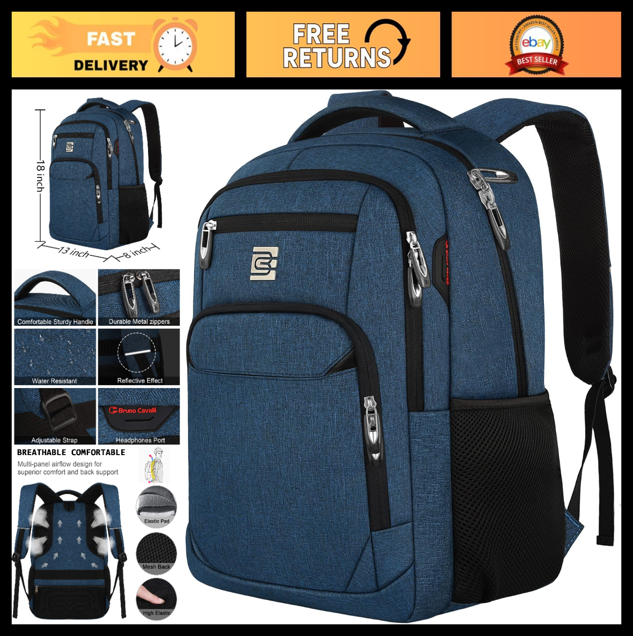 Slim Anti Theft Laptop Backpack for Business Travel & College   Stylish & Durabl0