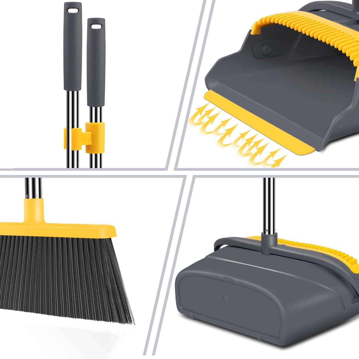Self-Cleaning Broom and Dustpan Set - Stand Up Combo for Indoor & Outdoor Use3