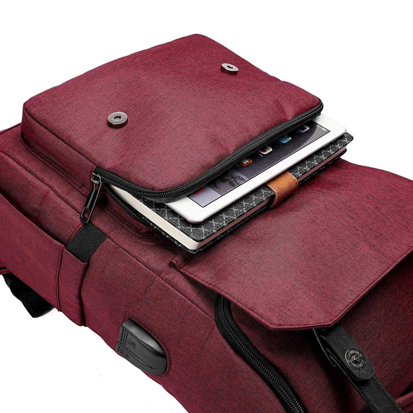 Vintage Travel Laptop Backpack with USB Charging Port for 15.6" Laptops - Red5