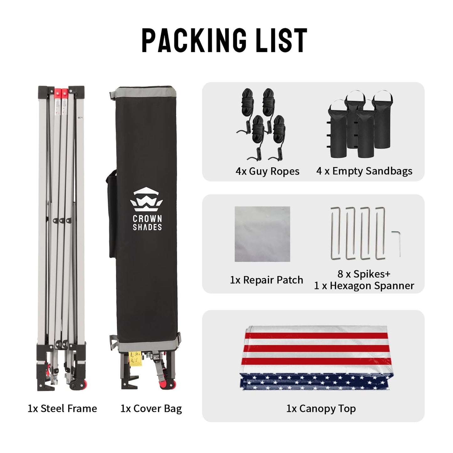 10x10 Pop Up Canopy Tent   Easy Setup, American Flag Design, Outdoor Shade for E6