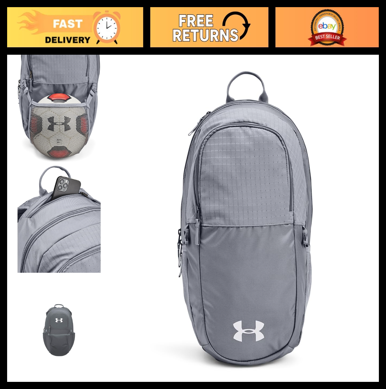Men's All Sport Backpack   Durable, Stylish, One Size Fits All, Steel/White0