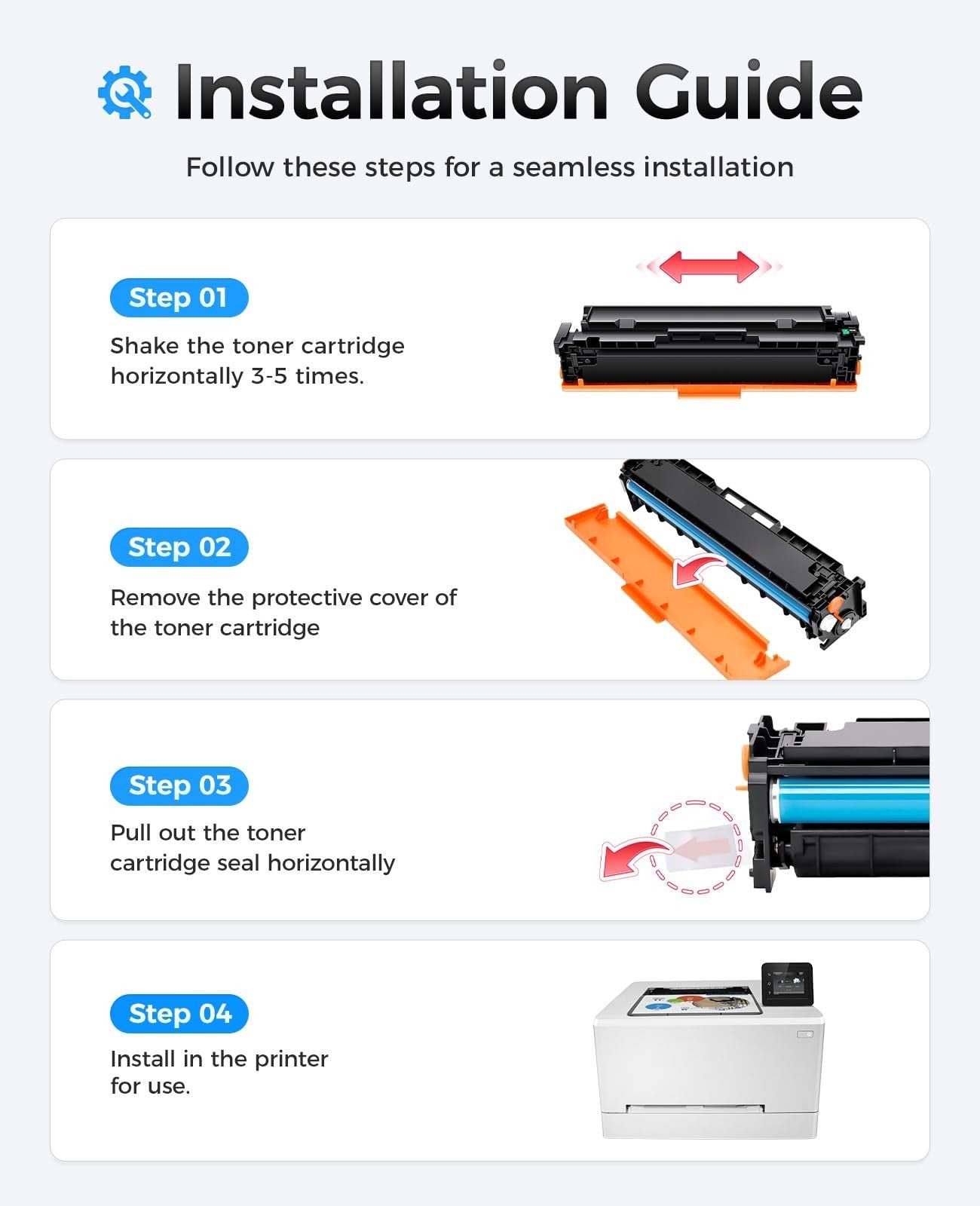 High Yield 202A Toner Cartridge Set 4-Pack Compatible for HP Color LaserJet Pro2