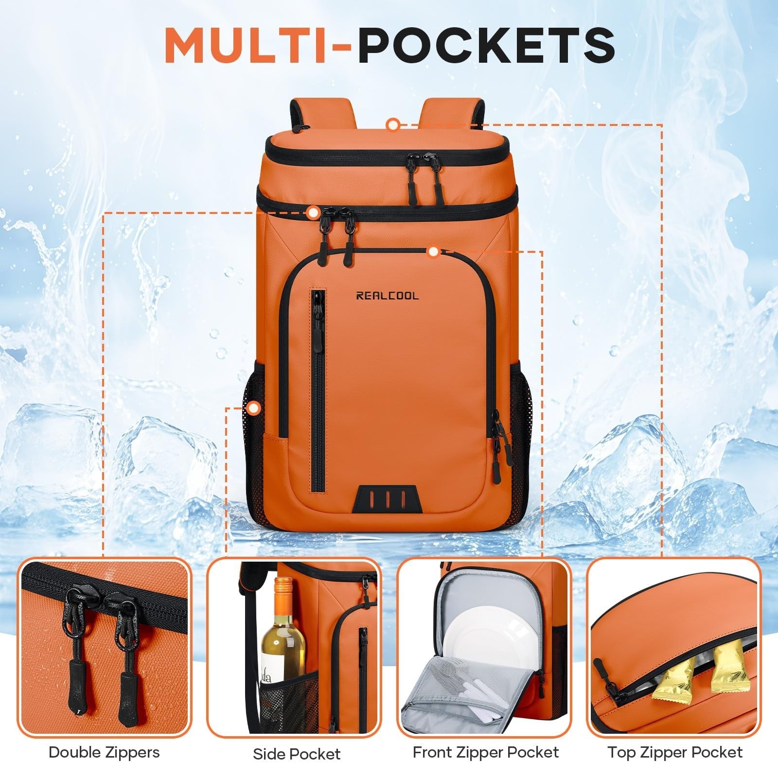 Insulated Cooler Backpack - 33 Can Leakproof Soft Bag for Camping, Hiking, Beach2