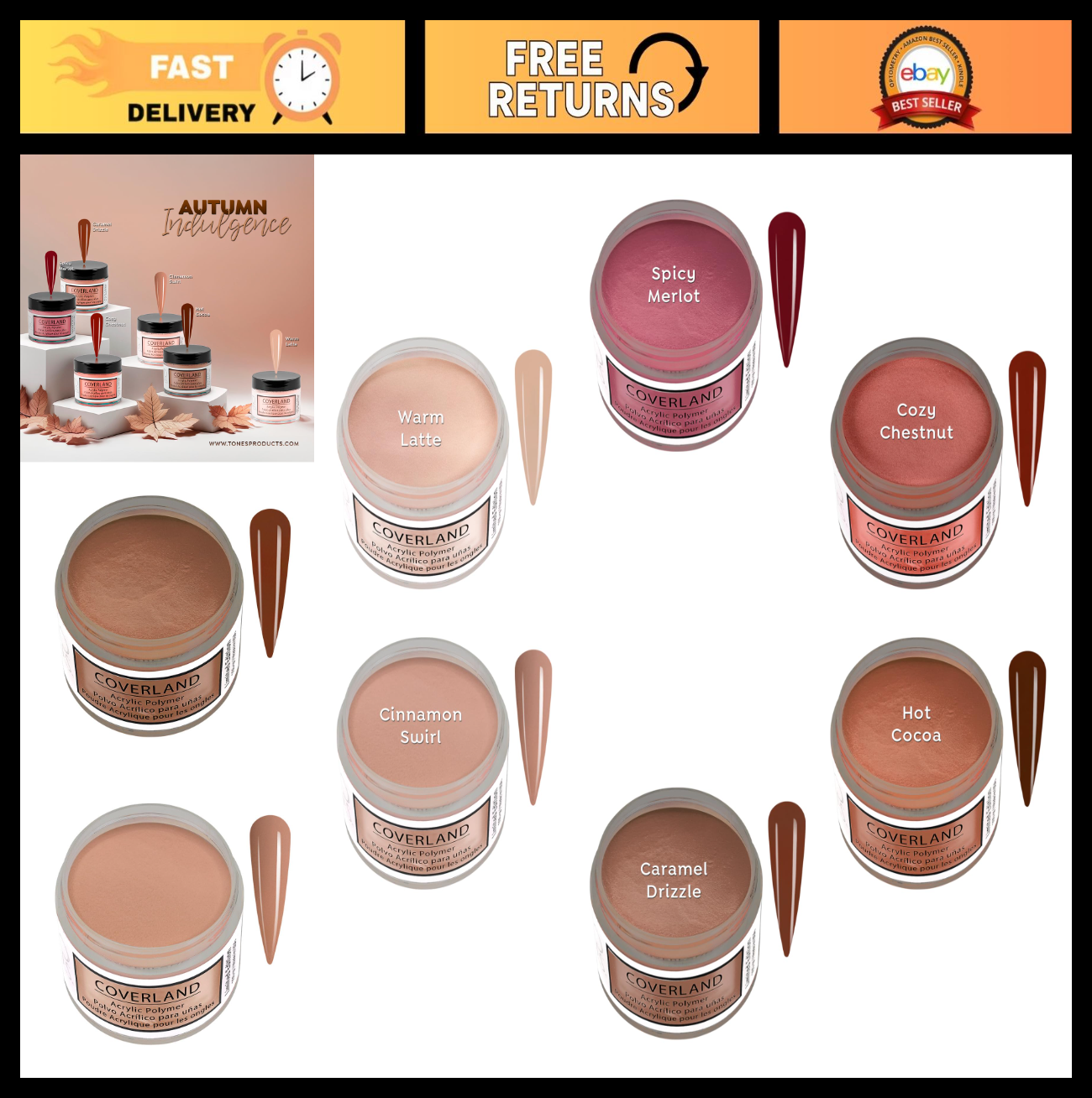 Acrylic Nail Powder Fall Collection - Autumn Indulgence, 6 Pack, 1.5 oz Each, Na0