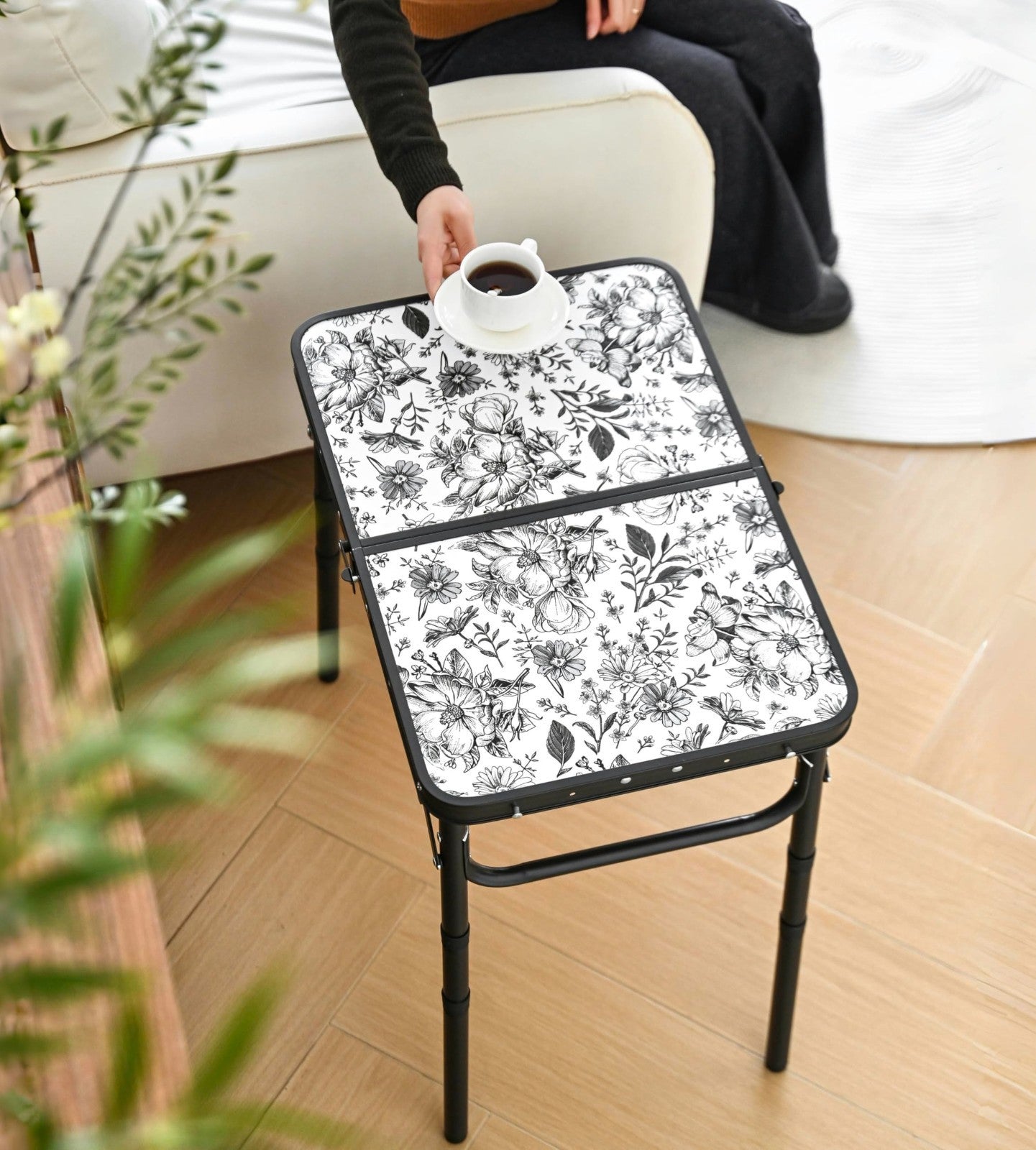 Portable Adjustable Height Outdoor Folding Side Table - Aluminum Patio End Table2