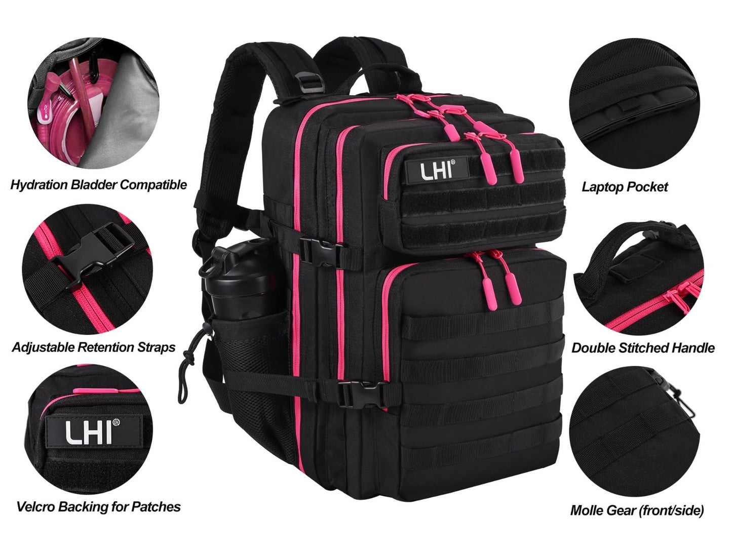 Tactical Military Backpack 45L   3 Day Assault Rucksack with Molle System, Black4