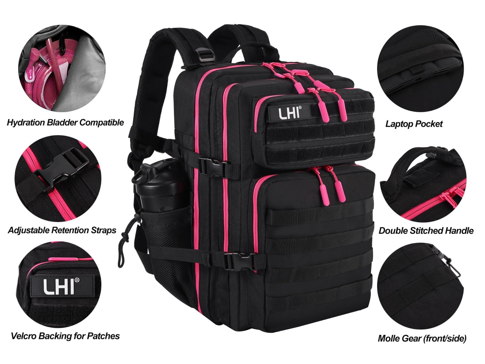 Tactical Military Backpack 45L   3 Day Assault Rucksack with Molle System, Black4