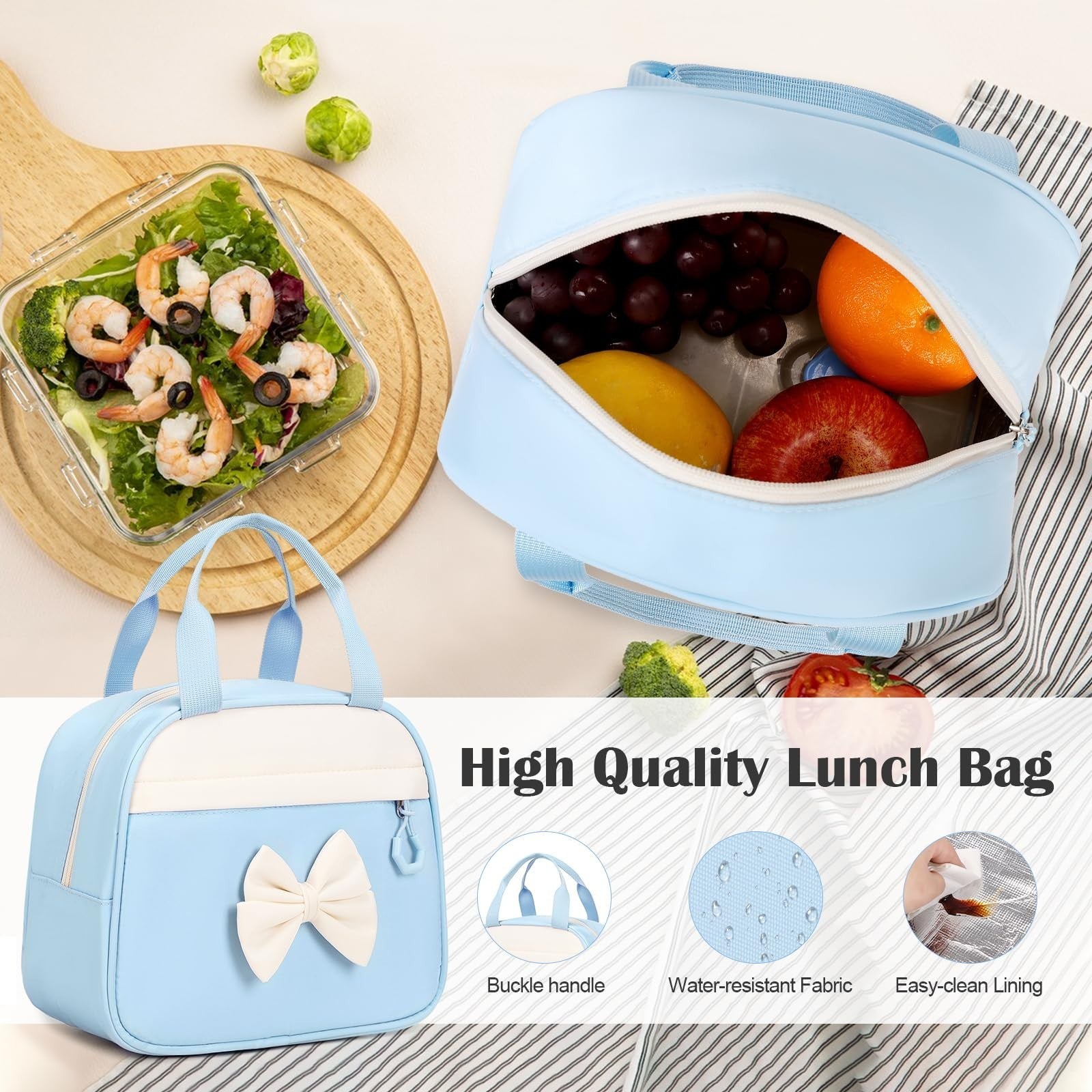 Cute Bow Backpack for Girls   School Bag Set with Lunch Bag & Pen Case5