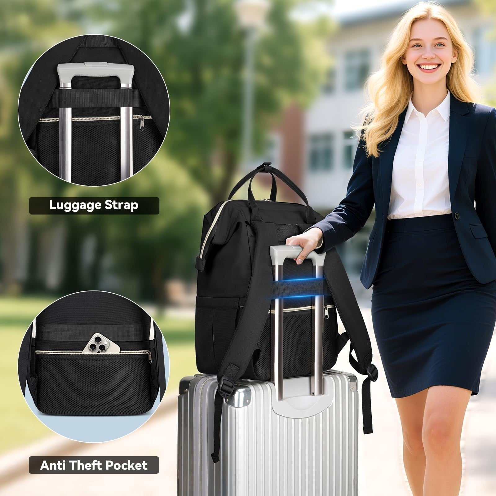 Stylish 15.6" Laptop Backpack with Insulated Lunch Box - Perfect for Work, Trave5