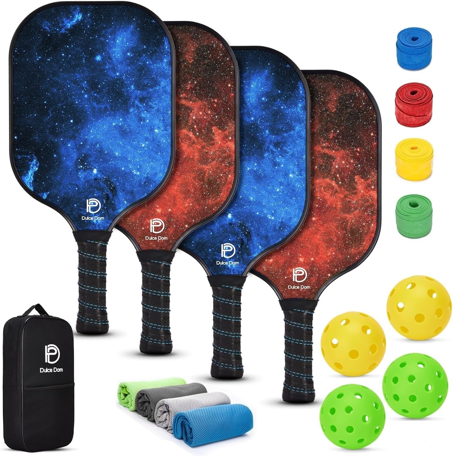 Pickleball Paddles Set of 2/4 - USAPA Approved Fiberglass Graphite Rackets with1