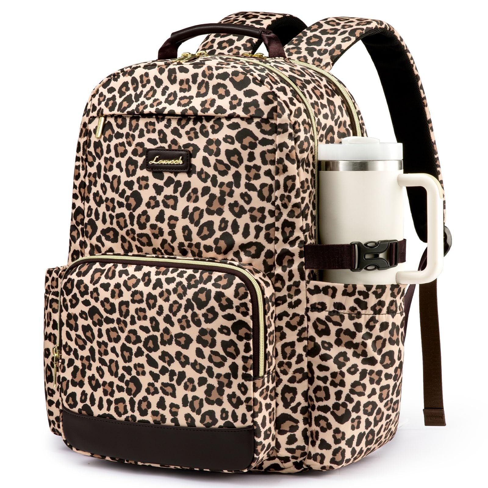 Stylish Leopard Print Laptop Backpack for Women, 15.6" Waterproof Travel Bag, La1