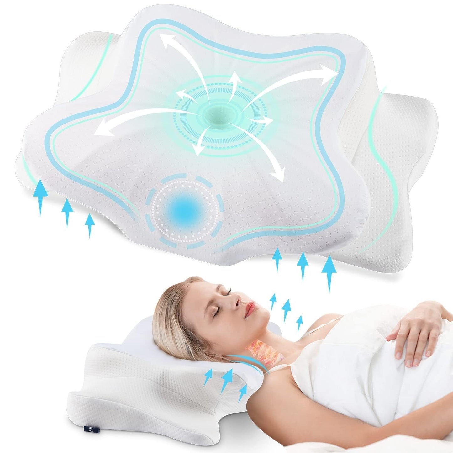 Ergonomic Memory Foam Cervical Pillow for Neck Pain Relief   Sleep Comfort Aid1