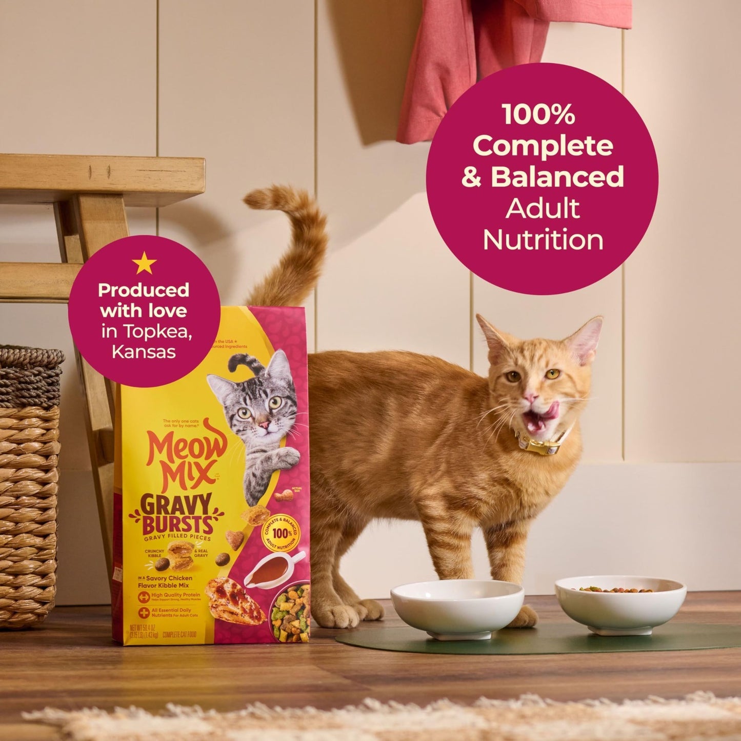 Savory Chicken Gravy Bursts Dry Cat Food, 3 lb Bag, Pack of 2   Grain Free Treat5