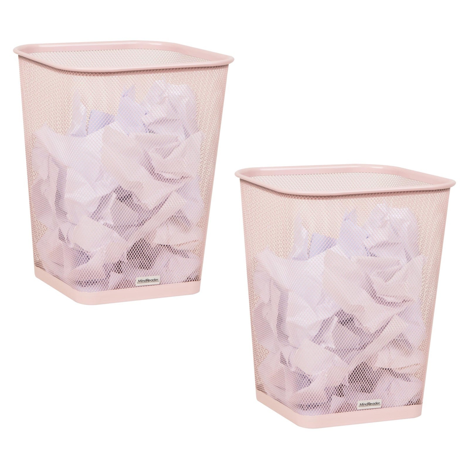 Pink Mesh Trash Can Set of 2, 5 Gallon, Stylish Waste Bins for Home Office1