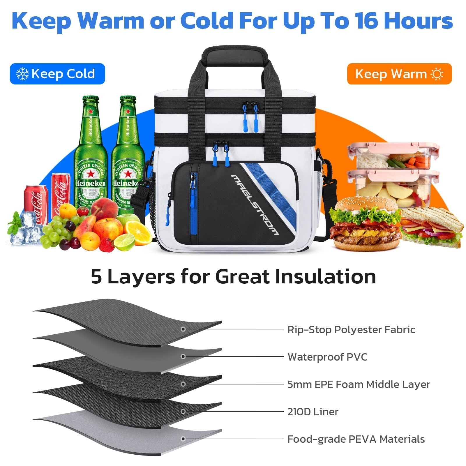 Insulated Lunch Box Cooler Bag 20L - Expandable, Leakproof, Portable for Work, T3