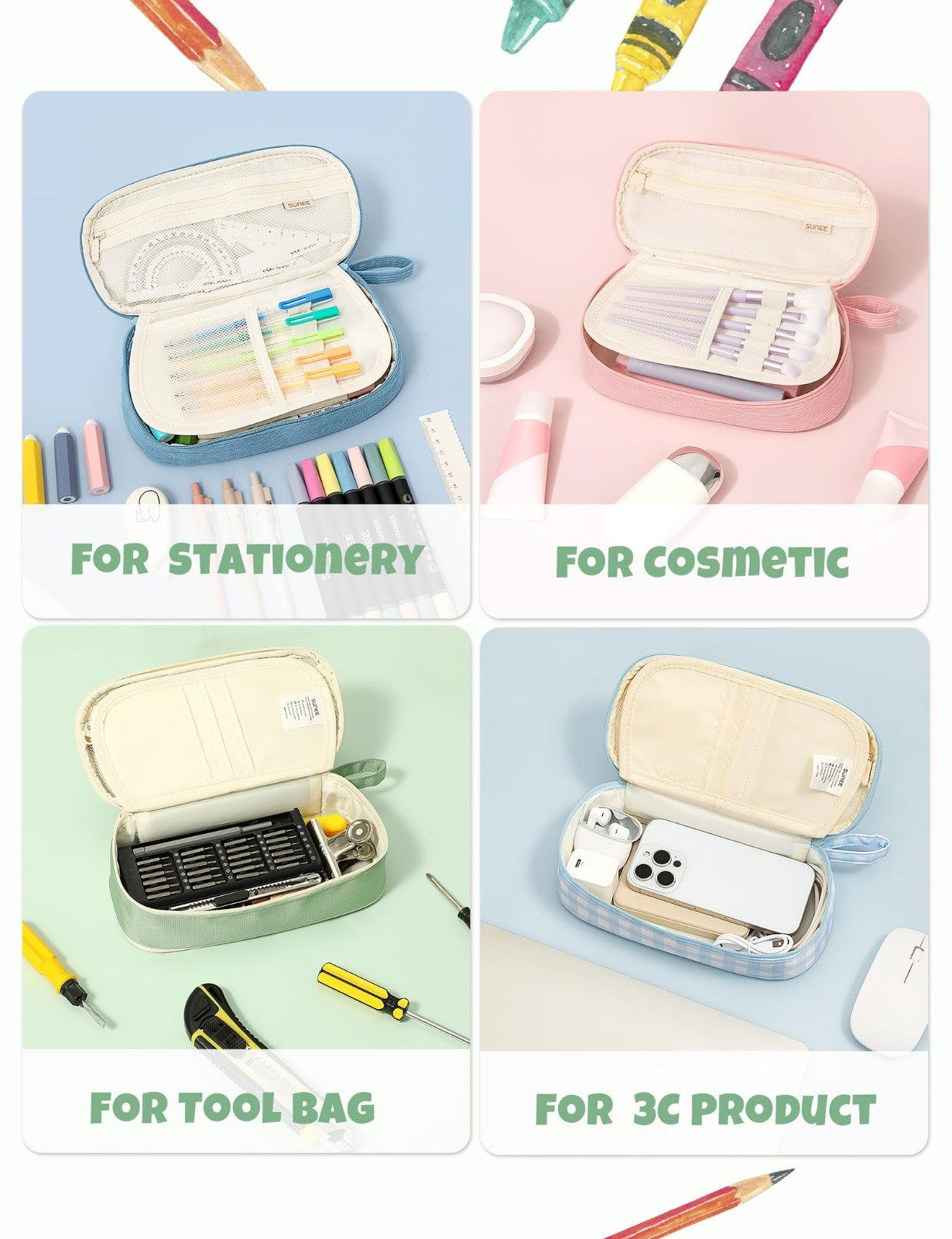 Cute Large Pencil Case   Aesthetic Zipper Pouch, Kawaii Storage Organizer, Heavy5