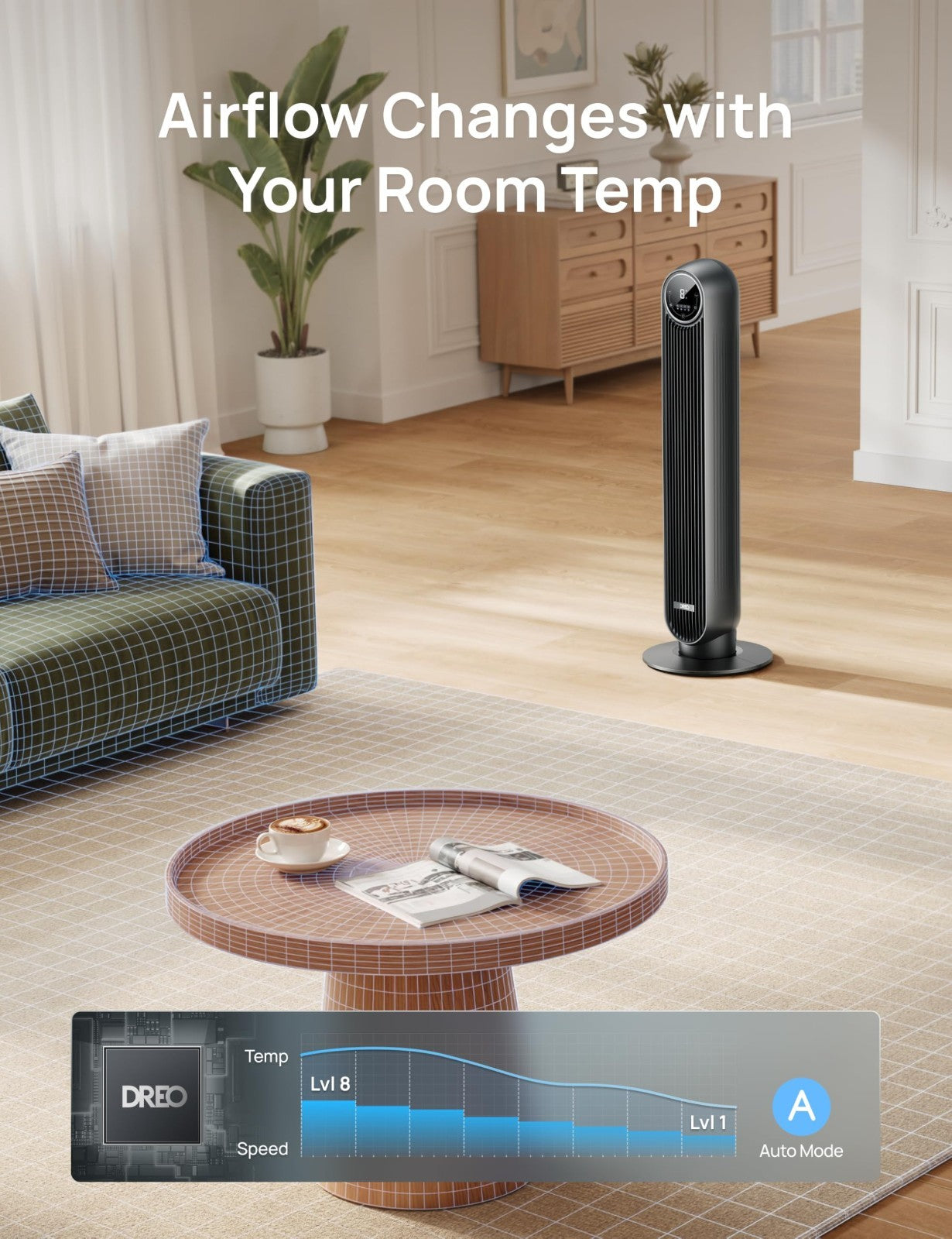 Bladeless Tower Fan with 28ft/s Velocity, 20dB Ultra Quiet, 8 Speeds, 90° Oscill7
