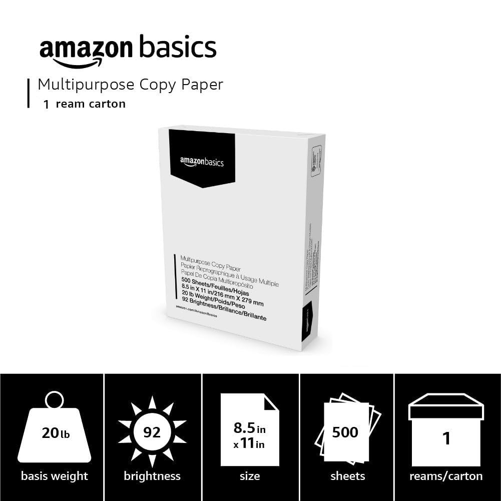 Multipurpose Copy Printer Paper 8.5x11" 20lb 92 Bright White 500 Sheets Jam Free3