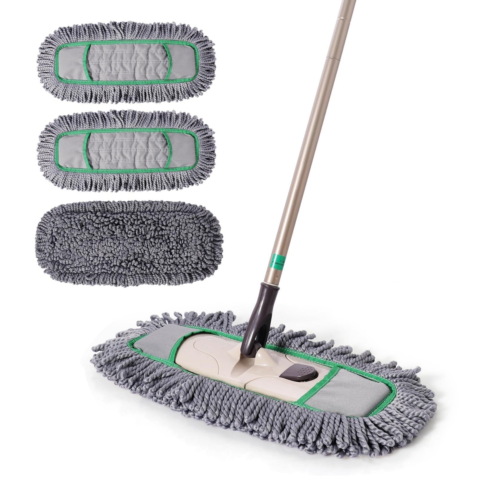 Pro Dust Mop for Floor Cleaning - 3 Reusable Microfiber Pads, Heavy-Duty, Effici1