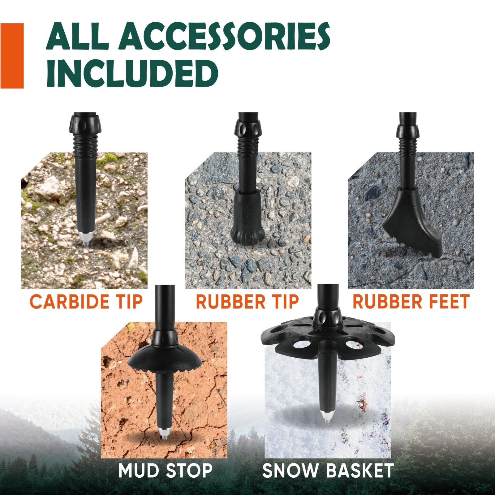 Lightweight Adjustable Trekking Poles with Cork Grip - Compact Hiking Sticks for4