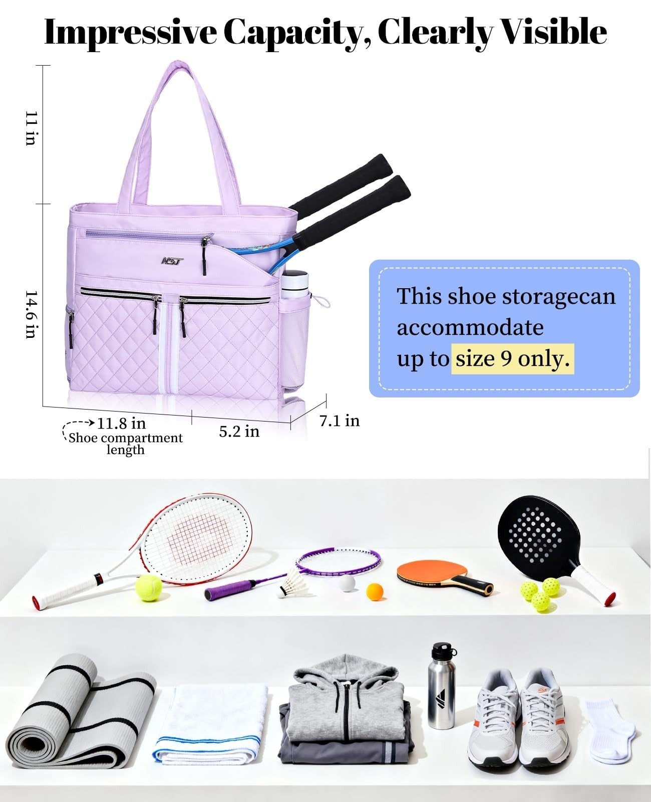 Optimized eBay Title: "Women’s Tennis Bag - Holds 2 Rackets, Ventilated Shoe C2