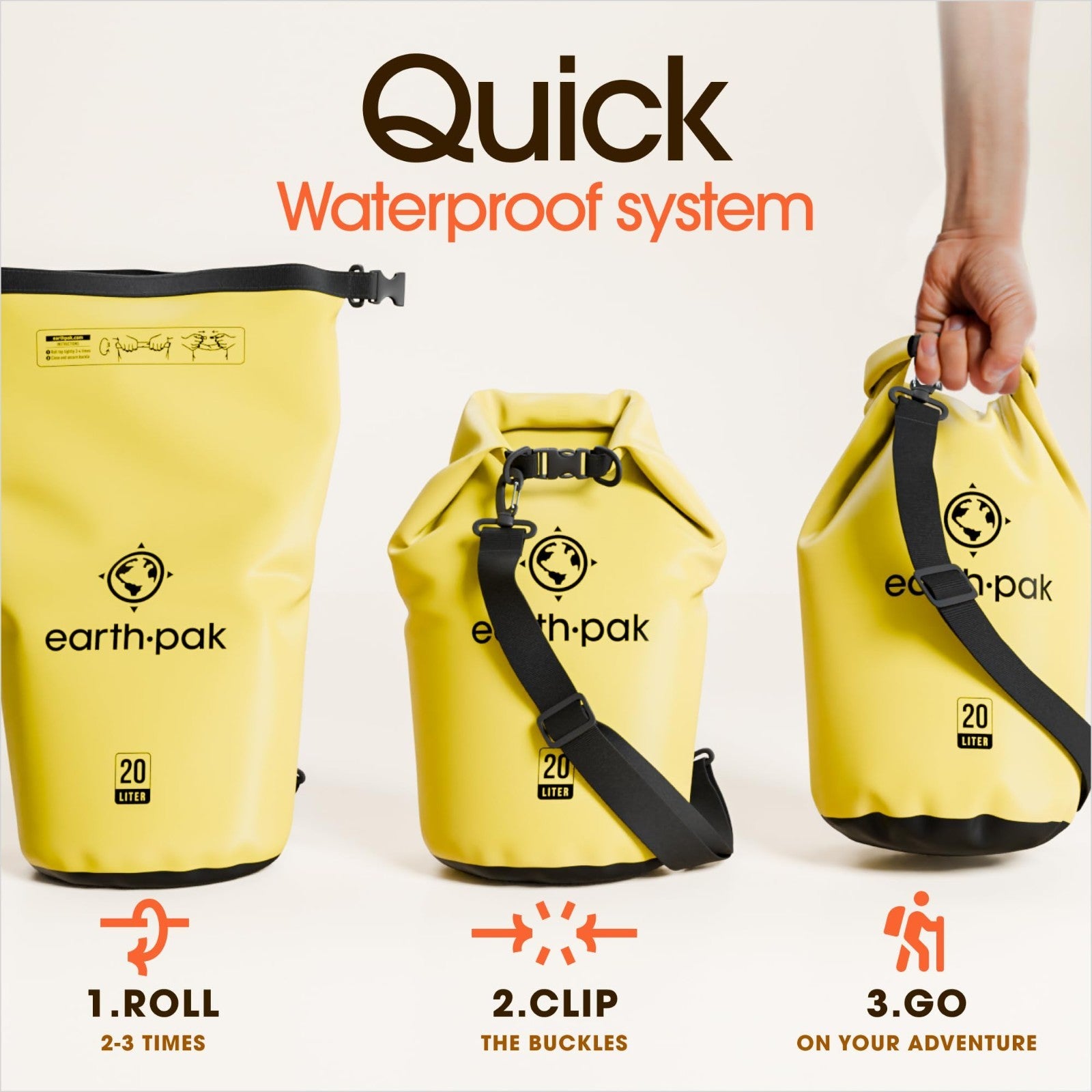 Waterproof Dry Bag Backpack   Roll Top Design, Keeps Gear Dry for Kayaking + Pho4