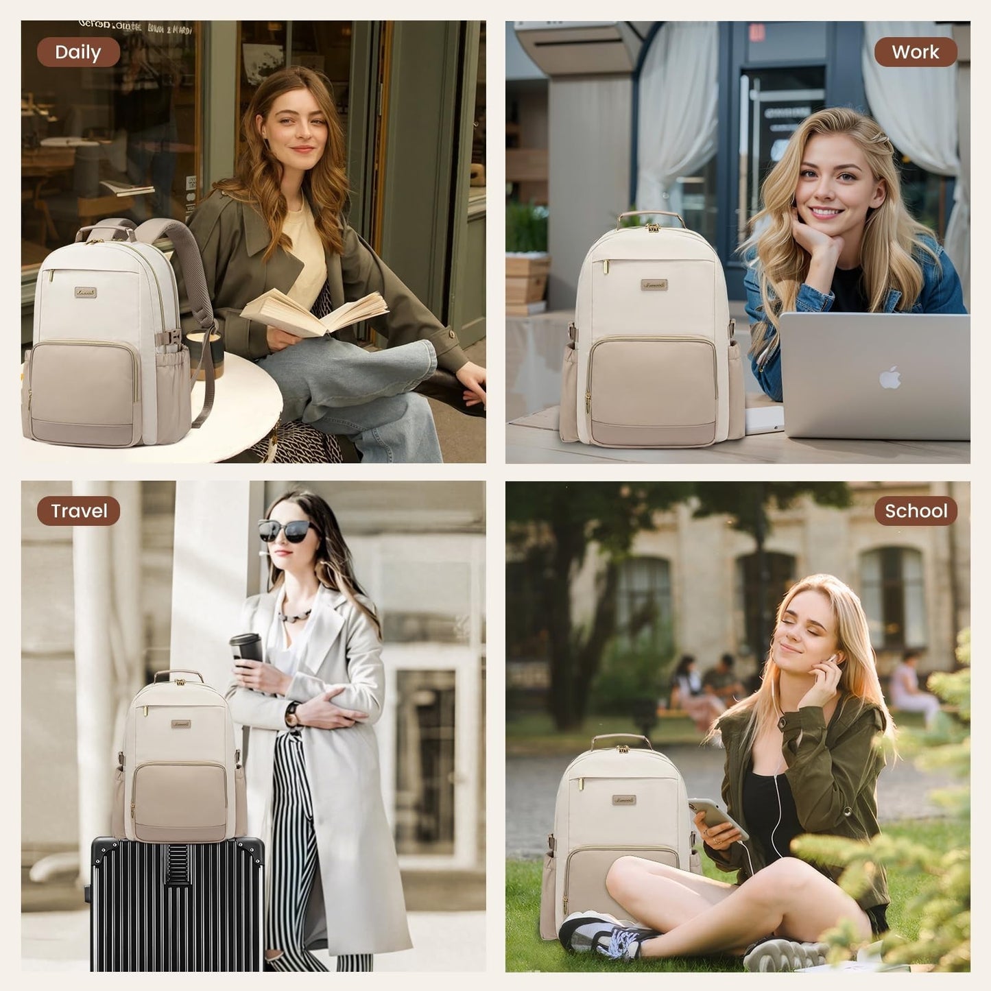 Stylish Waterproof Laptop Backpack for Women, 15.6" Large Capacity Travel Bag, G6