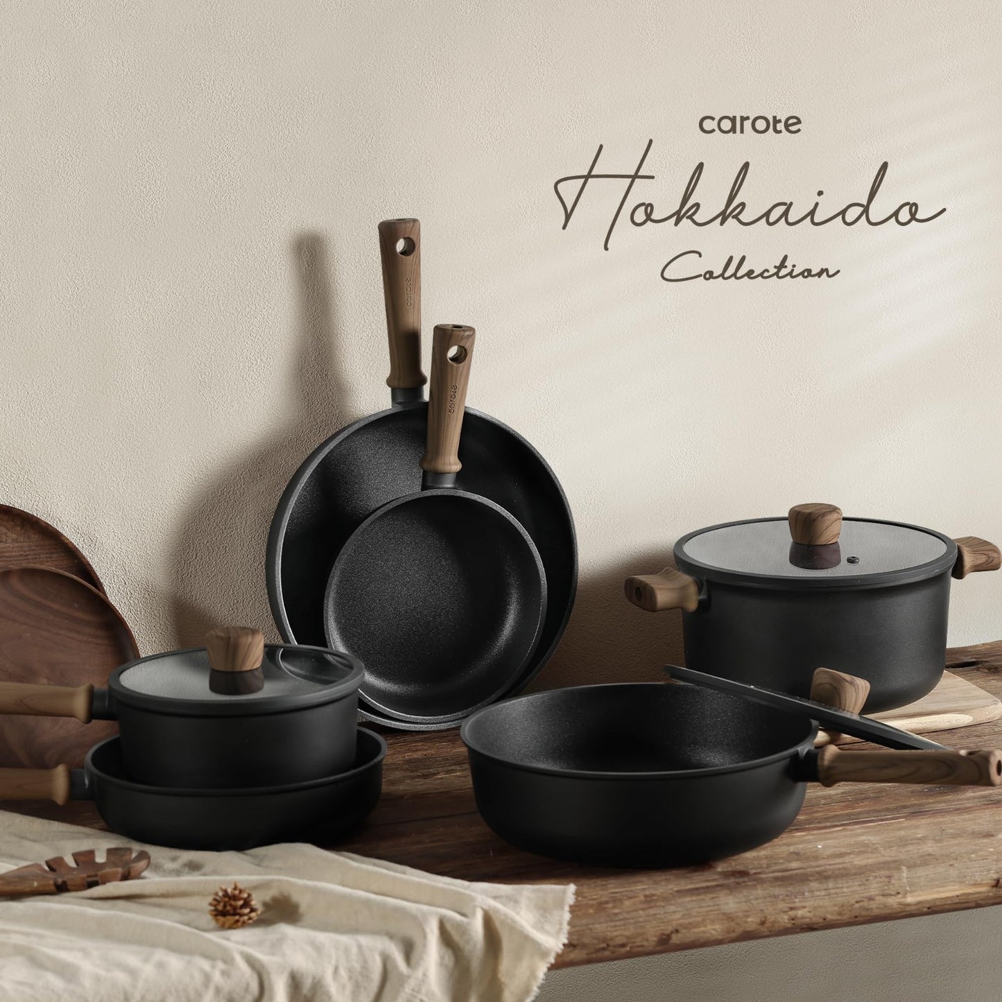 16pcs Nonstick Cookware Set   Scratch Resistant, Easy to Clean, Induction Compat6