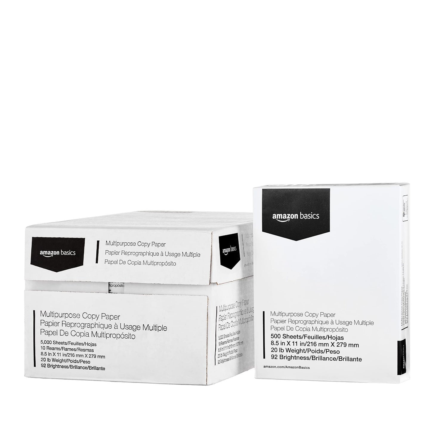 Multipurpose Copy Printer Paper, 20 lb, 8.5x11", 10 Reams (5000 Sheets), Bright1